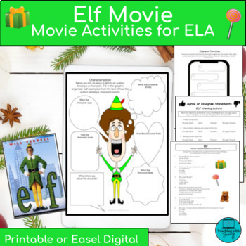 Preview of Elf the Movie starring Will Ferrell Middle School Film Guide & ELA Activities
