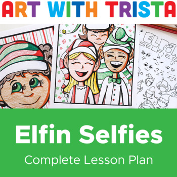 Preview of Elfin Selfie Winter Holiday Self Portrait - Christmas Caricature Art Lesson