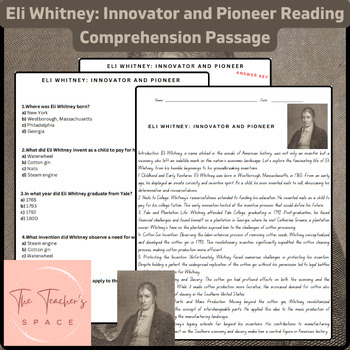 Preview of Eli Whitney: Innovator and Pioneer Reading Passage: Famous Inventor