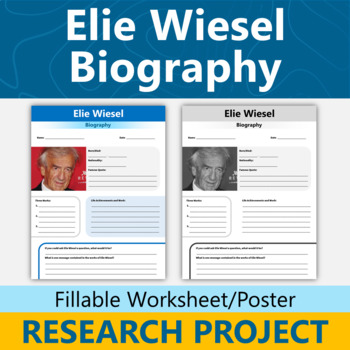 Preview of Elie Wiesel Biography Author Research Project