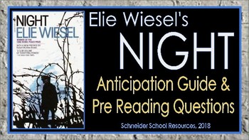 Preview of Elie Wiesel's Night: Anticipation Guide and Pre Reading Questions