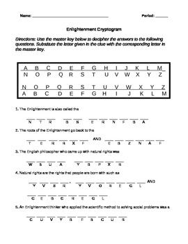 Preview of Elightenment Cryptogram Puzzle Worksheet