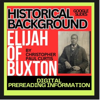 Preview of Elijah of Buxton Background History Google Slide Digital Intro-photos, maps,