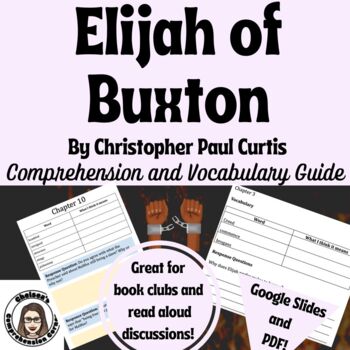 Preview of Elijah of Buxton Comprehension Questions and Vocabulary Guide (Google and PDF)