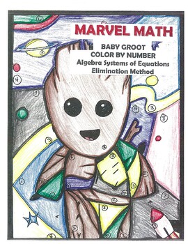 Preview of Algebra Distance Learning Baby Groot Color By Number- Elimination Method