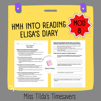 Preview of Elisa's Diary - Grade 5 HMH into Reading