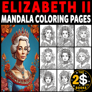 Preview of Elizabeth II Mandala Coloring Book – 10 Pages