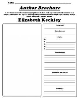 Preview of Elizabeth Keckley "Author Brochure" WebQuest & Worksheet