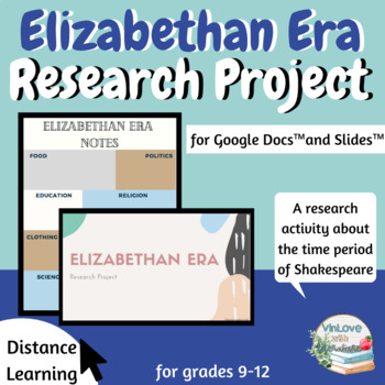 Preview of Elizabethan Era Research Project (for Google Slides™) Distance Learning