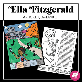 Preview of Ella Fitzgerald "A-Tisket, A-Tasket" Coloring Page & Activities