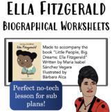 Ella Fitzgerald Biographical Worksheets for Sub Plans or B