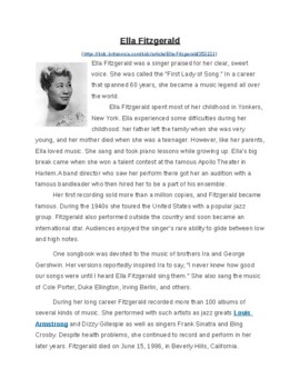 Preview of Ella Fitzgerald and Whitney Houston Articles for Elementary