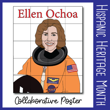 Preview of Ellen Ochoa Collaborative Poster Coloring pages | Hispanic Heritage Month