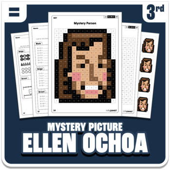 Preview of Ellen Ochoa Math Mystery Picture | Grade 3 Operations | Hispanic Heritage Month