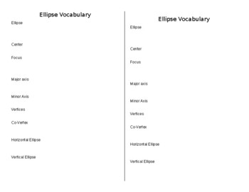 Preview of Ellipse Vocabulary