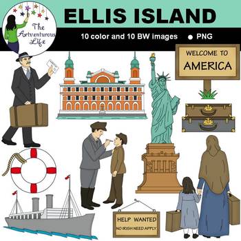 Preview of Ellis Island American Immigration Clip Art