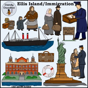 Preview of Ellis Island Immigration Clip Art