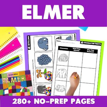 Preview of Elmer the Elephant Book Activities - David McKee Literacy Read Aloud Companion