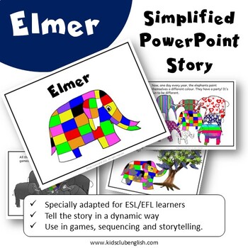 Preview of Elmer the Elephant Simplified powerpoint story | ESL EFL Resource