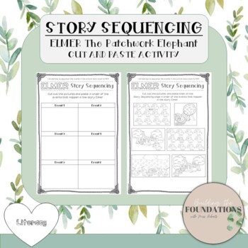 Preview of Elmer the Patchwork Elephant Story Sequencing Cut and Paste Activity