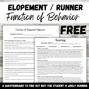 Preview of Elopement Leaving the Classroom and Running Function of Behavior Questionnaire