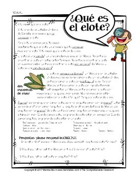 Elote: Readings and #authres in Spanish for Spanish 1+ | TPT