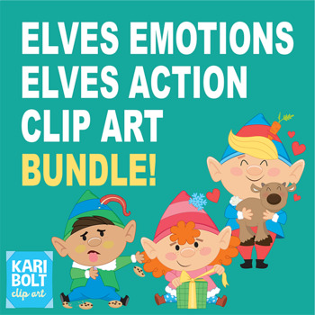 Preview of Elves Actions and Emotions Clip Art Bundle