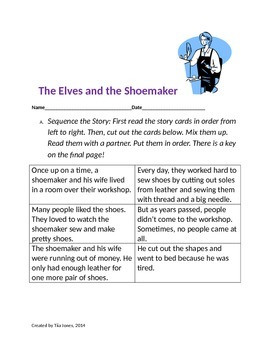 Preview of Elves and the Shoemaker Sequencing Vocabulary