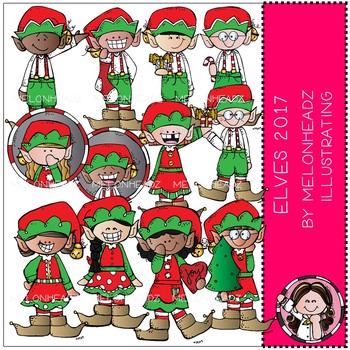 Elves clip art - 2017 - COMBO PACK - Melonheadz Clipart by Melonheadz