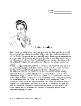 elvis presley biography worksheet