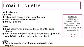 Preview of Email Etiquette Lesson