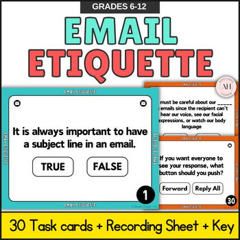 Preview of Email Etiquette Life Skills Task Cards