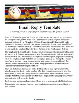 Email Reply Template for the AP Spanish Language and Culture Exam