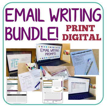 Preview of Email Writing Bundle! / PPT Presentations / Worksheets / Writing Prompts