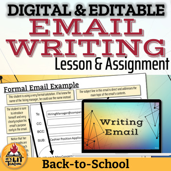 Preview of Email Writing Complete Back to School Lesson