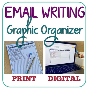 Preview of Email Writing Graphic Organizer (Printable and Digital!)