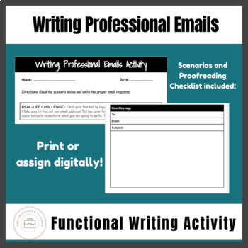 Preview of Email Writing Scenarios | Functional Writing Activity 