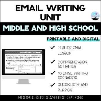 Preview of Email Writing Unit for Middle and High School