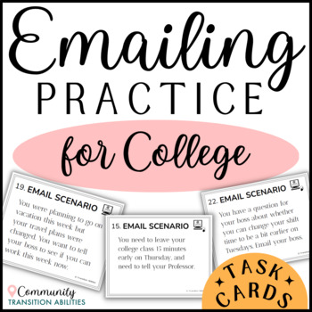 Preview of Emailing Practice | COLLEGE Scenarios & Email Writing Tips | Task Cards