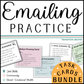 Preview of Emailing Practice | Real World Scenarios & Email Writing Tips | Task Card BUNDLE