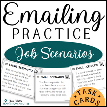 Preview of Emailing Practice | VOCATIONAL Email Writing Scenarios & Tips Task Cards