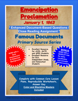 Preview of Emancipation Proclamation - Enhanced DBQ - Primary Source Series - (PDF)