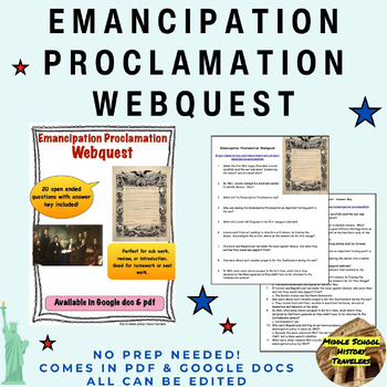 Emancipation Proclamation Webquest (Lincoln, Civil War) | TpT