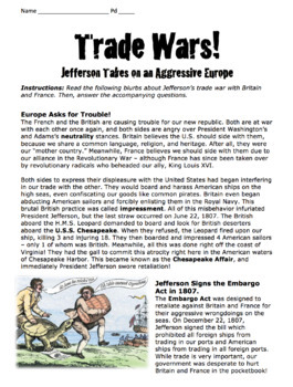 Preview of Embargo Act, Non-Intercourse Act, & Macon's Bill No. 2 / Jefferson's Trade War!