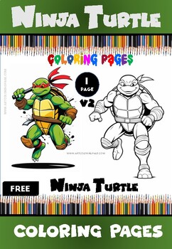 Preview of Embark on a Colorful Adventure with Your Free Ninja Turtle Coloring Page