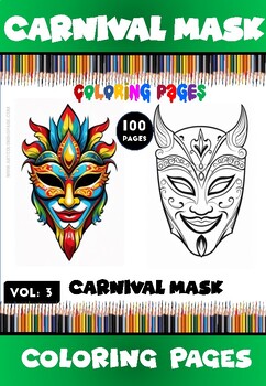 Preview of Embark on a Festive Artistic Journey: Carnival Mask Coloring Book Vol 3
