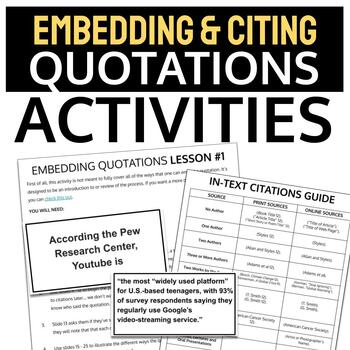 Preview of Embedding & Citing Quotes Practice Activities