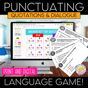 Preview of Punctuating Dialogue and Embedding Quotations ELA Game | Grammar Activity
