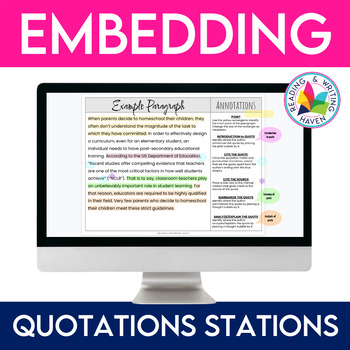 Preview of Embedding Quotations in Research Papers - MLA and Writing Practice Activities