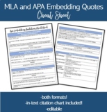 Embedding Quotes Cheat Sheet-MLA and APA, both formats!